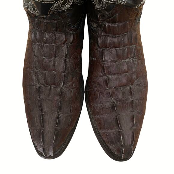 Texas Legacy Handmade Leather Brown Cowboy Boots Alligator Tail Print Mens 11 - Picture 5 of 10